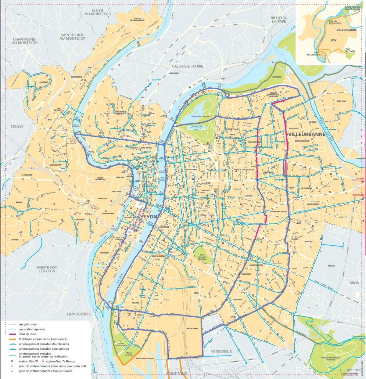 карта Лион велосипед