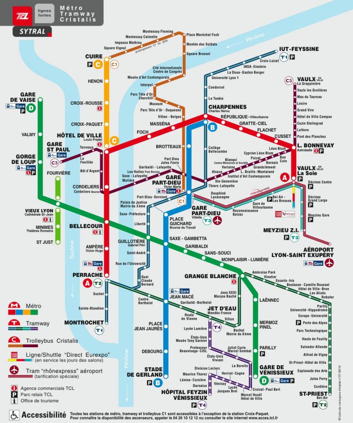 Лион на карте метро