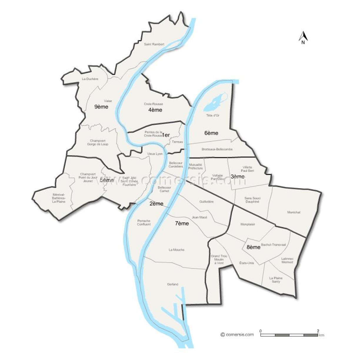 карта Лион округе