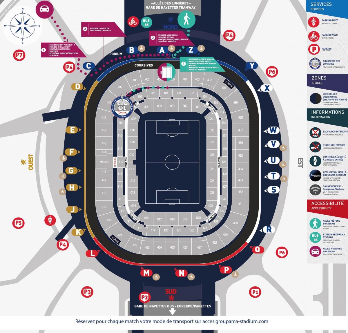 карта Лион стадион