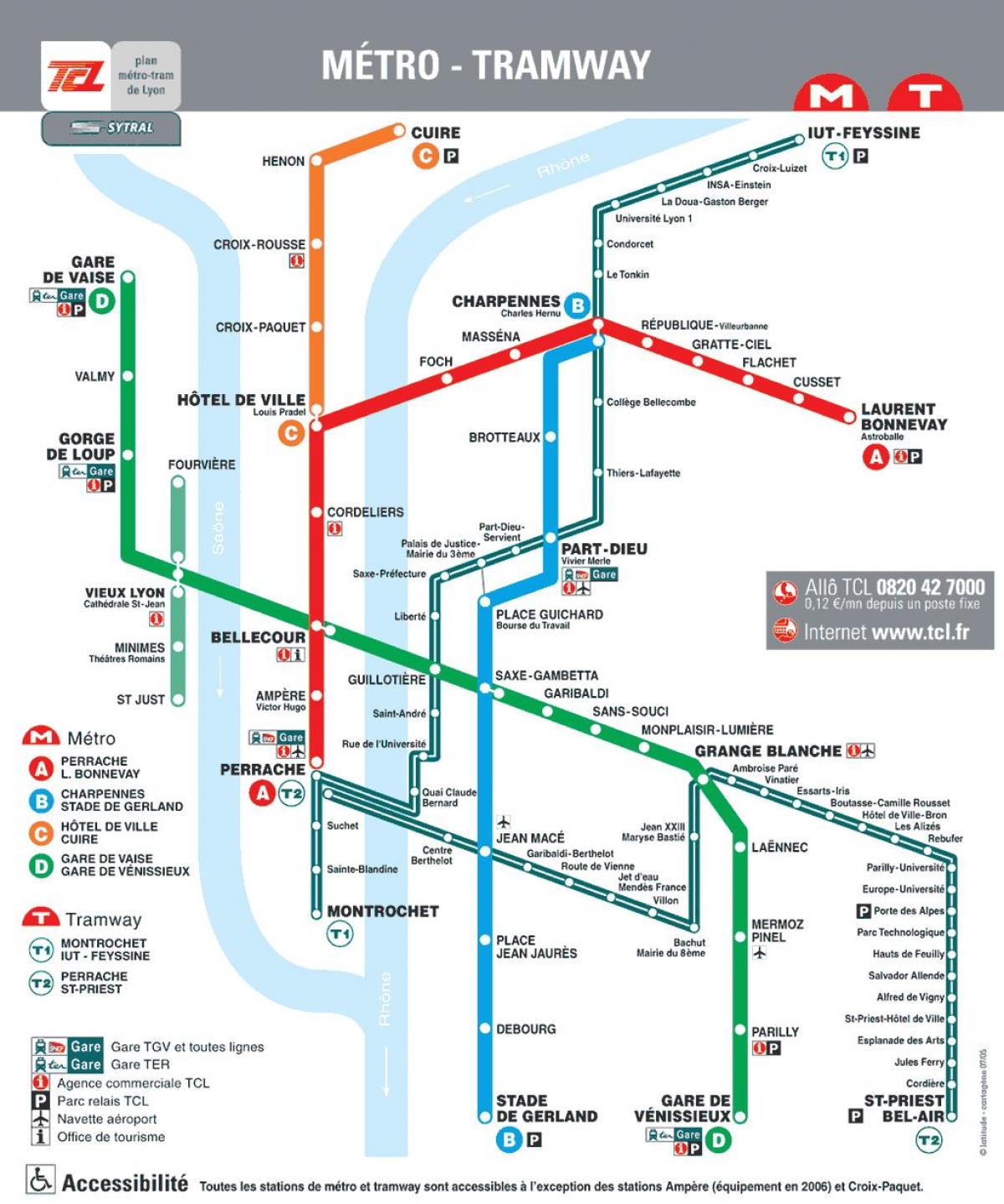 Лион трамвайной карты в формате PDF
