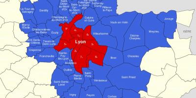 Карта Лион пригороде 