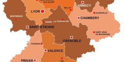 Лион регион, Франция на карте