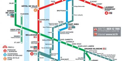 Лион трамвайной карты в формате PDF
