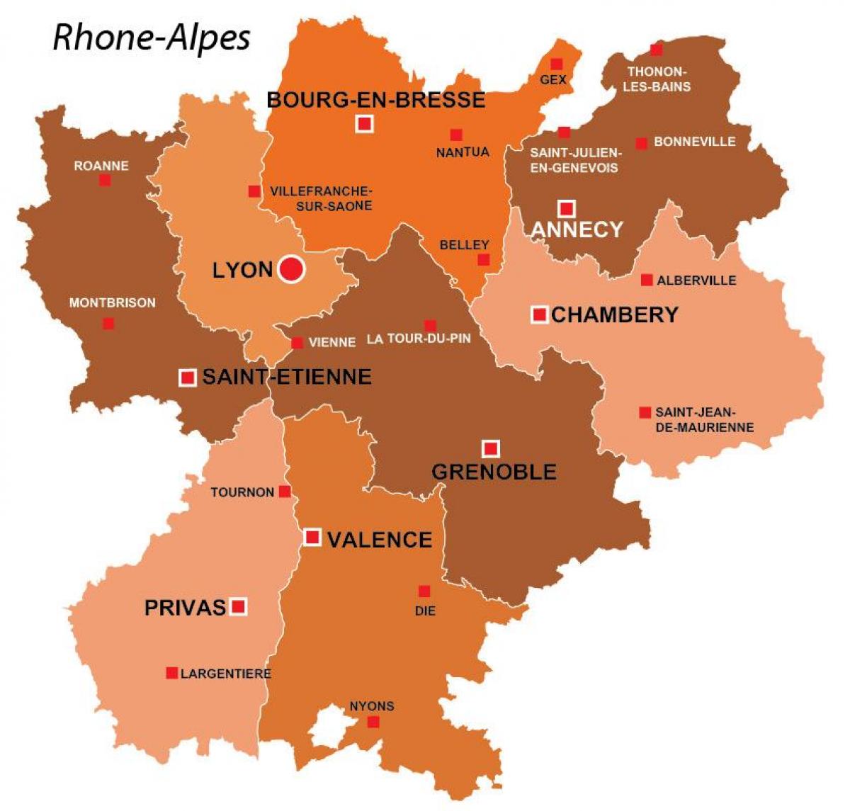 Лион регион, Франция на карте