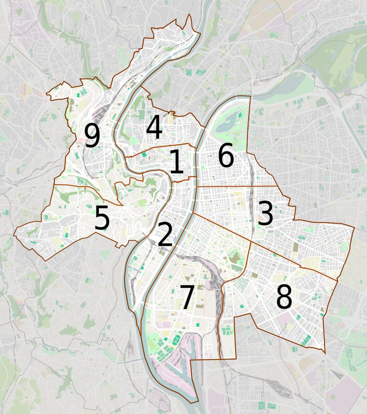карта Лион районе